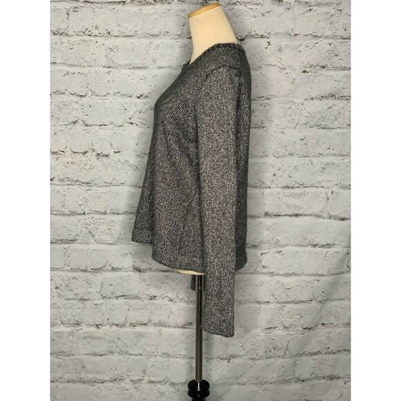 J Crew Lurex Silver Metallic Lamb Wool Ribbed Crew Neck Sweater size large - Picture 9 of 11